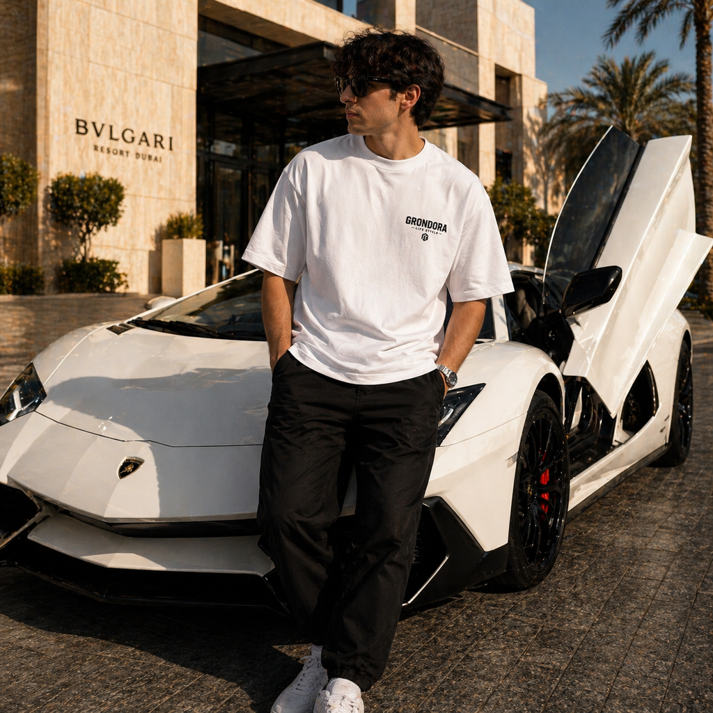 GRONDORA “No Excuses” Premium Oversized T-Shirt – White