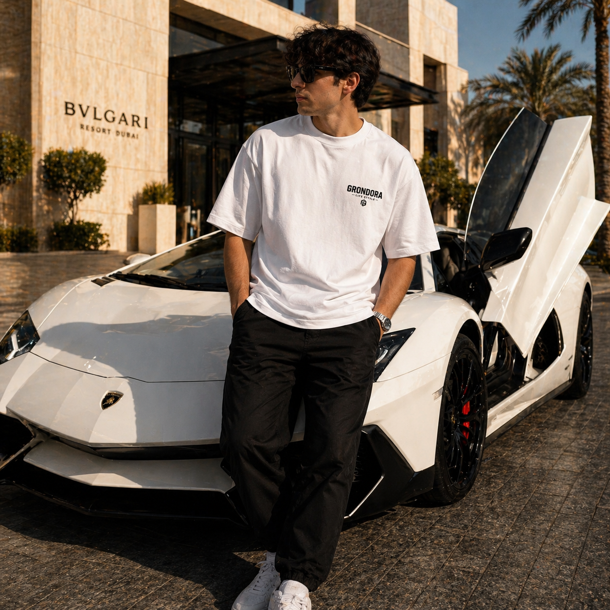 GRONDORA “No Excuses” Premium Oversized T-Shirt – White