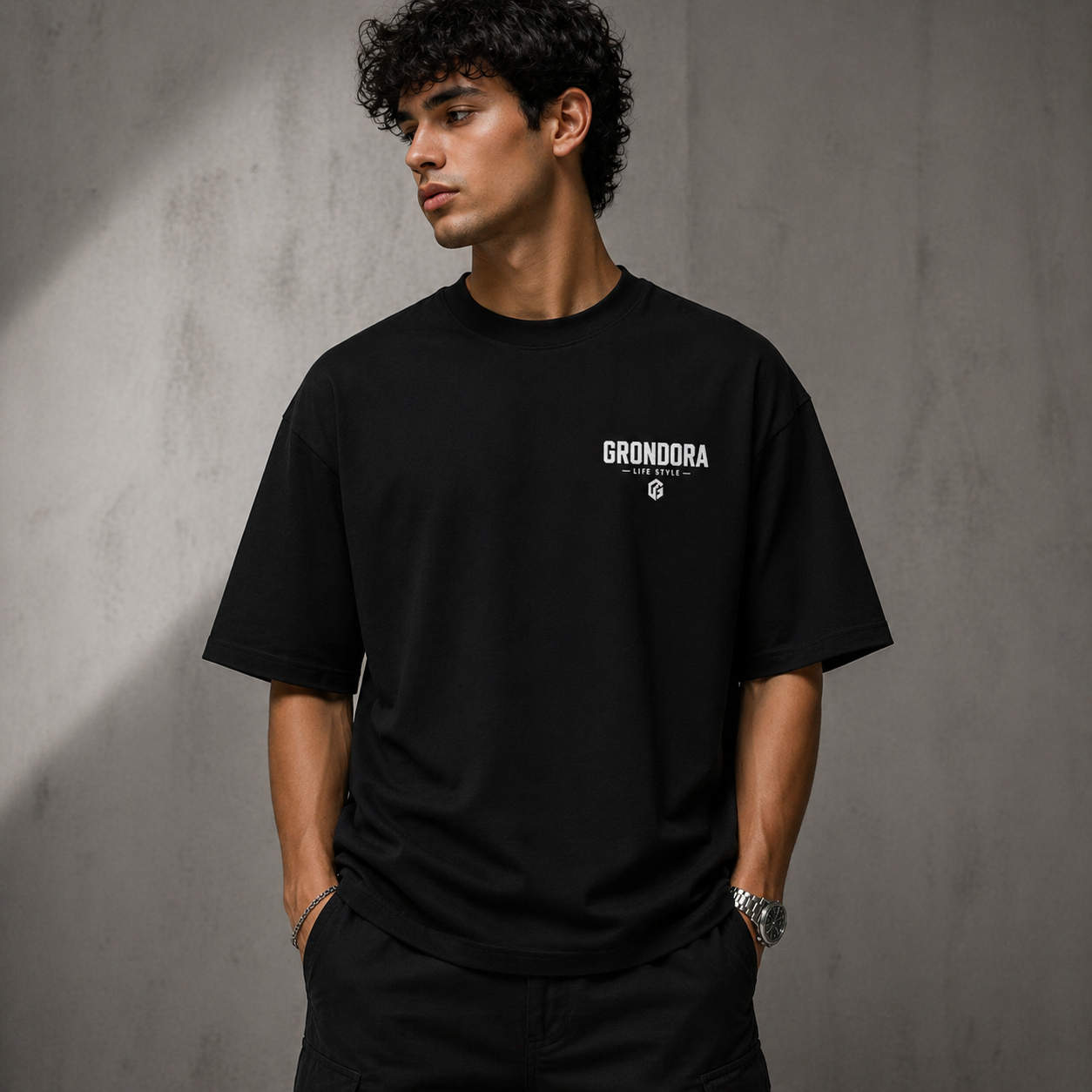 GRONDORA “No Excuses” Premium Oversized T-Shirt – Black